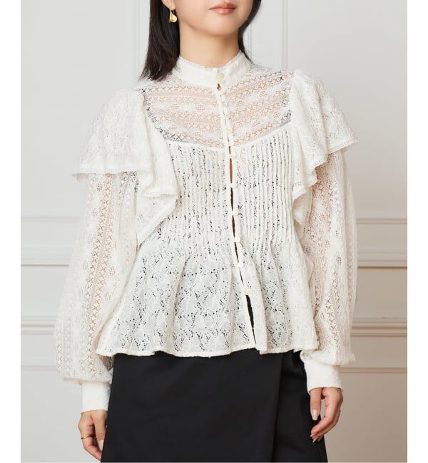 IENA LA BOUCLE「IENA LA BOUCLE レースオンレースブラウス」|シャツ・ブラウス|