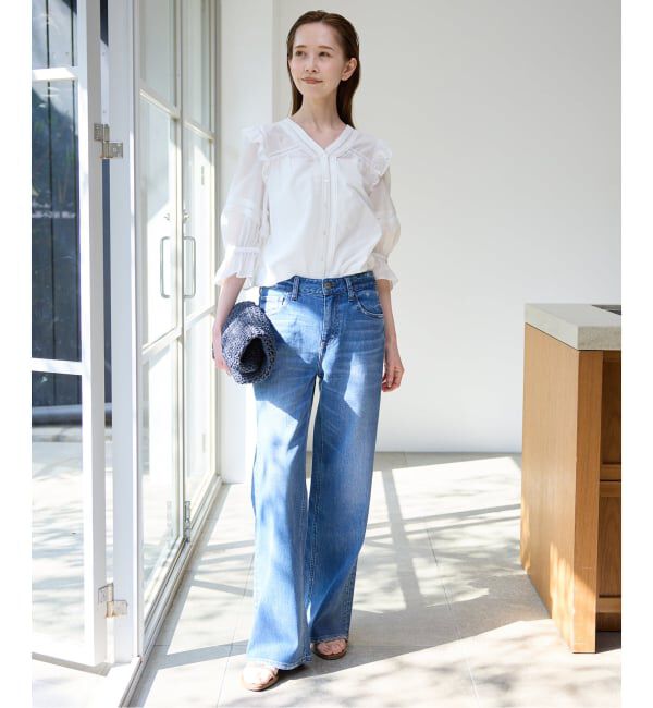 SLOBE IENA「《WEB限定/追加》コットンレーヨンレースブラウス」|シャツ・ブラウス|