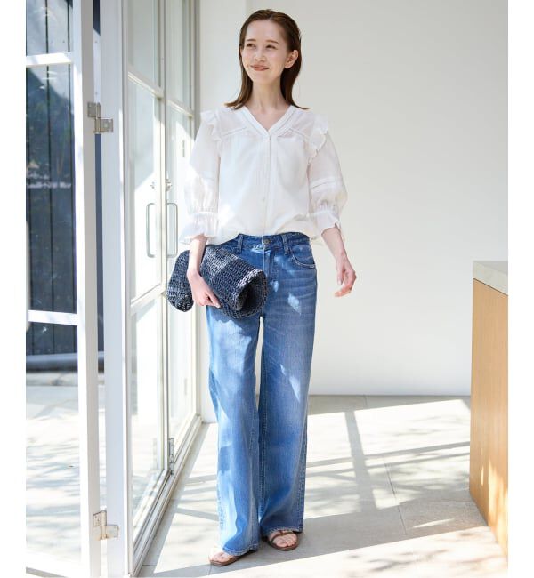 SLOBE IENA「《WEB限定/追加》コットンレーヨンレースブラウス」|シャツ・ブラウス|