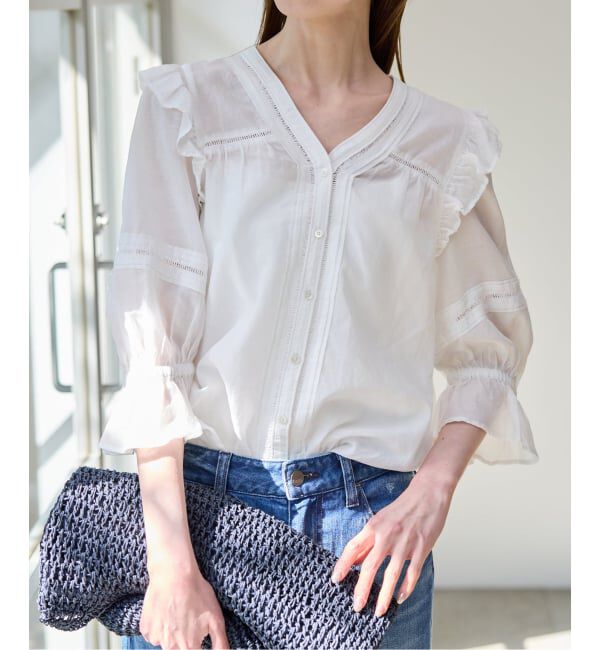 SLOBE IENA「《WEB限定/追加》コットンレーヨンレースブラウス」|シャツ・ブラウス|