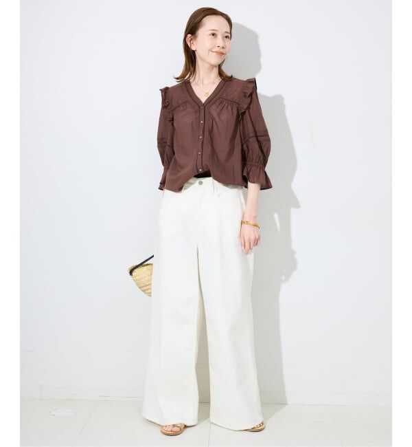 SLOBE IENA「《WEB限定/追加》コットンレーヨンレースブラウス」|シャツ・ブラウス|