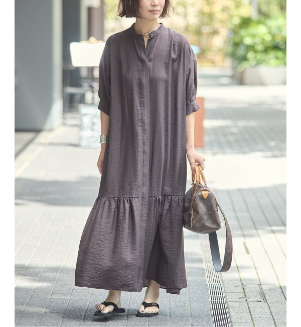 journal standard L'essage「《手洗い可》シアーシルクミックスタックワンピース」|ワンピース|