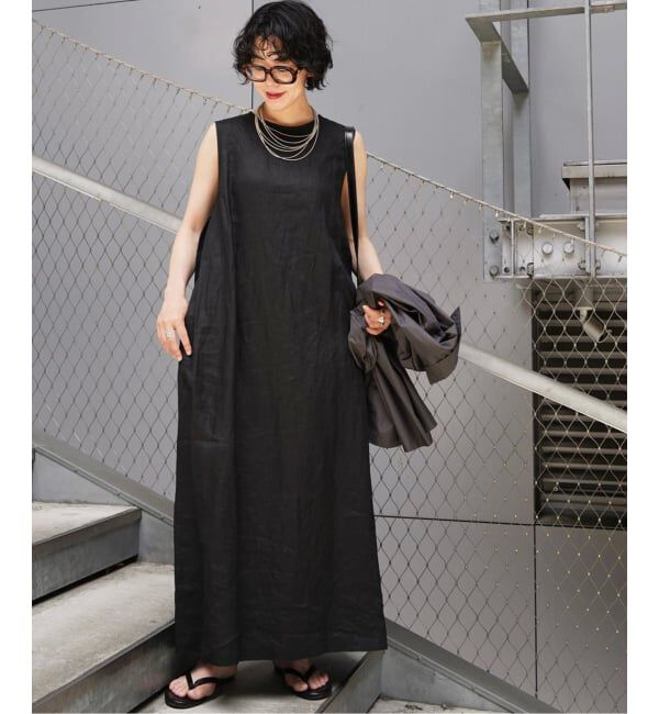 journal standard luxe「リネンノースリーブサイドタックワンピース」|ワンピース|
