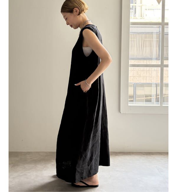 journal standard luxe「リネンノースリーブサイドタックワンピース」|ワンピース|