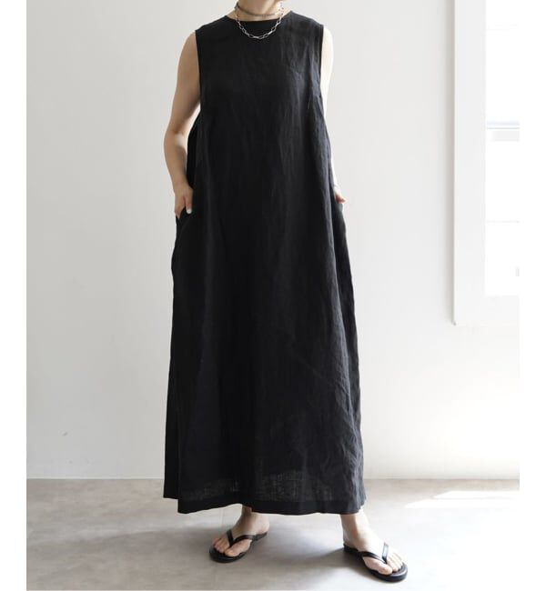 journal standard luxe「リネンノースリーブサイドタックワンピース」|ワンピース|