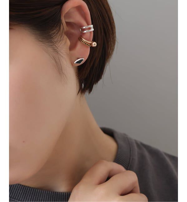 Spick and Span「【SAMH by LILAS】ダイヤモンドカットオニキスピアス SV（両耳）」|ピアス|