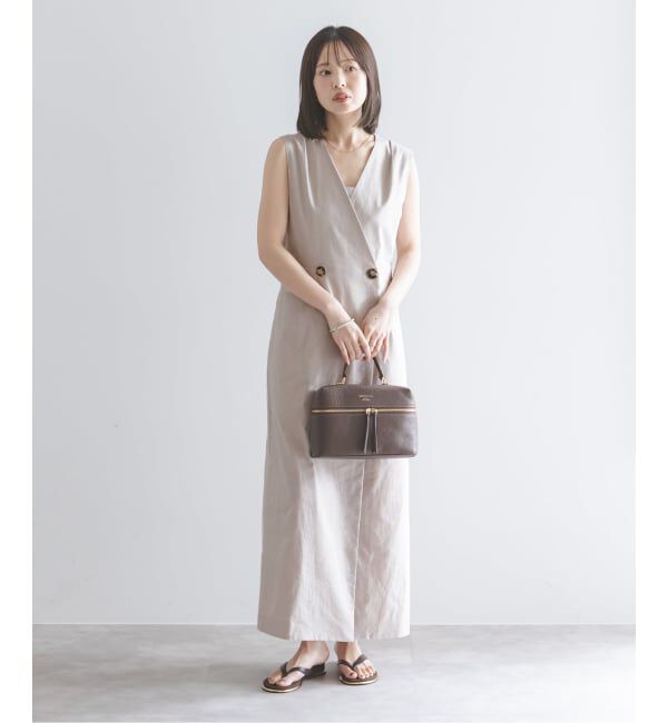 NOBLE「《セットアップ対応》【洗える】麻ストレッチロングジレワンピース」|ワンピース|