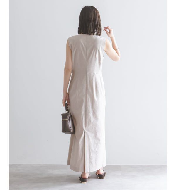 NOBLE「《セットアップ対応》【洗える】麻ストレッチロングジレワンピース」|ワンピース|