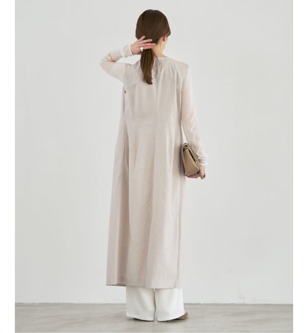 NOBLE「《セットアップ対応》【洗える】麻ストレッチロングジレワンピース」|ワンピース|