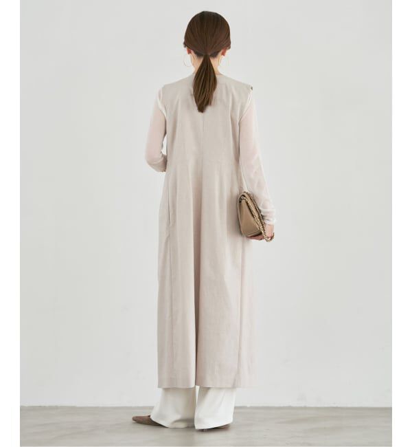 NOBLE「《セットアップ対応》【洗える】麻ストレッチロングジレワンピース」|ワンピース|