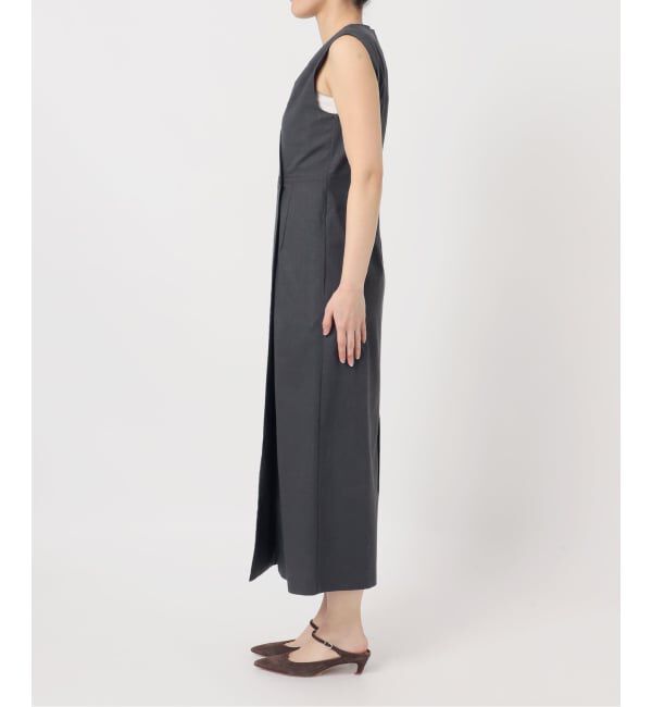 NOBLE「《セットアップ対応》【洗える】麻ストレッチロングジレワンピース」|ワンピース|