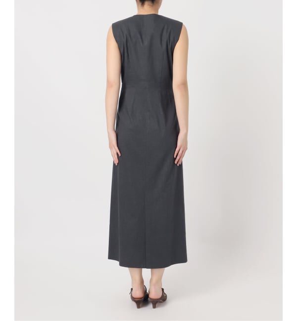 NOBLE「《セットアップ対応》【洗える】麻ストレッチロングジレワンピース」|ワンピース|