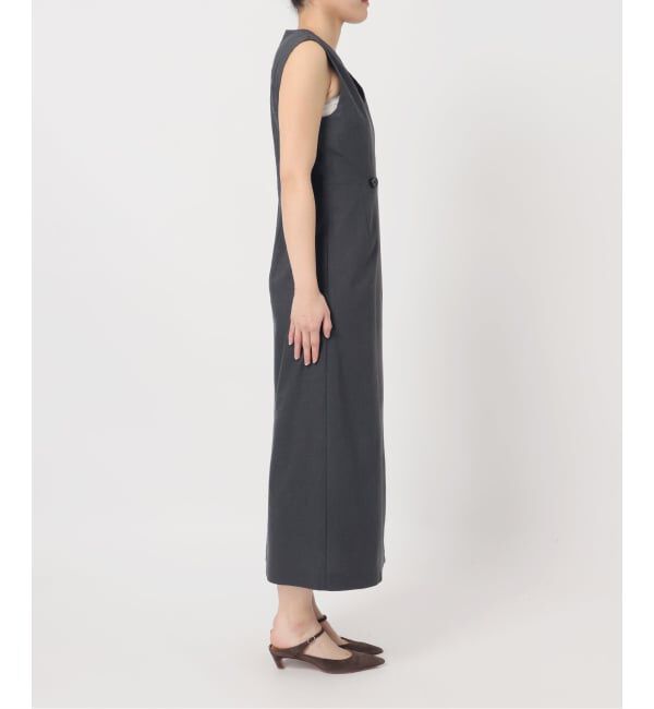 NOBLE「《セットアップ対応》【洗える】麻ストレッチロングジレワンピース」|ワンピース|