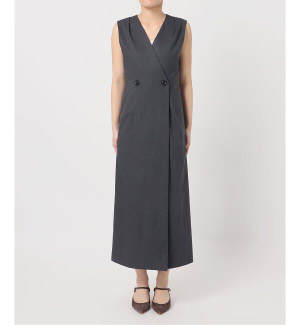 NOBLE「《セットアップ対応》【洗える】麻ストレッチロングジレワンピース」|ワンピース|