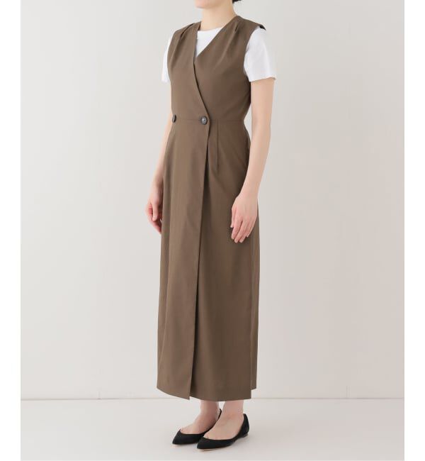 NOBLE「《セットアップ対応》【洗える】麻ストレッチロングジレワンピース」|ワンピース|