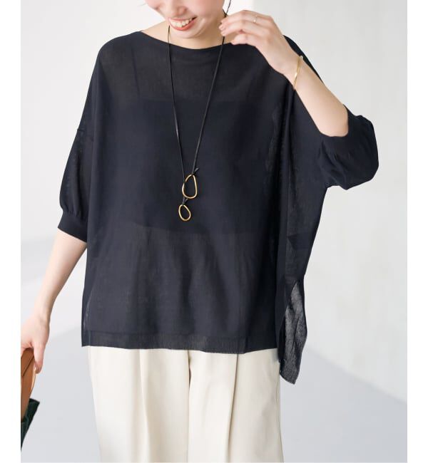 Spick and Span「《WEB限定カラー有り / 追加》ICE FINE 5分袖ボートネックニット」|ニット・セーター|