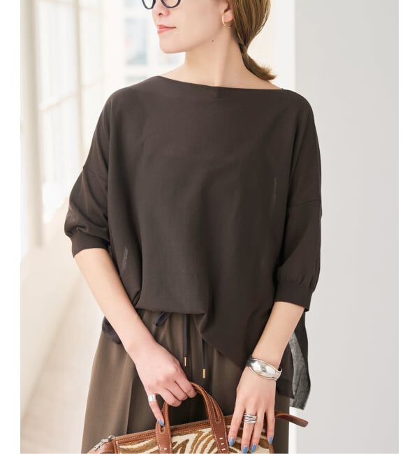 Spick and Span「《WEB限定カラー有り / 追加》ICE FINE 5分袖ボートネックニット」|ニット・セーター|