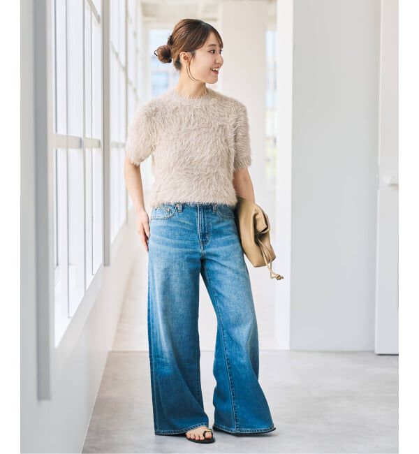 Spick and Span「《新色 / 追加予約》フェザーヤーンハーフスリーブニット」|ニット・セーター|