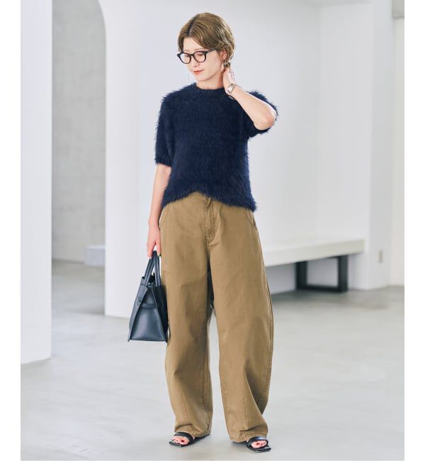 Spick and Span「《新色 / 追加予約》フェザーヤーンハーフスリーブニット」|ニット・セーター|