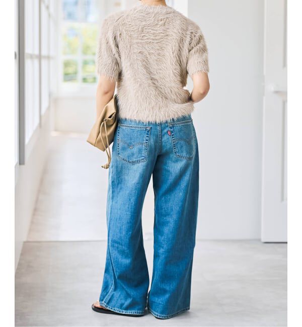 Spick and Span「《新色 / 追加予約》フェザーヤーンハーフスリーブニット」|ニット・セーター|