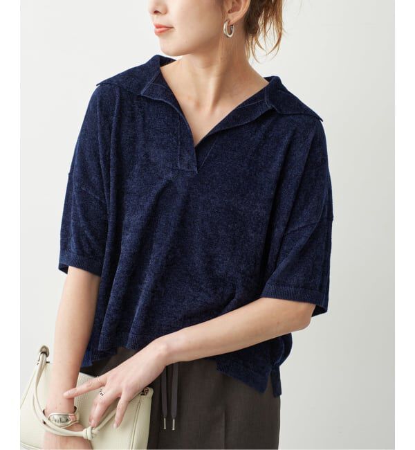 Spick and Span「R/NYモールヤーンポロシャツニット」|ニット・セーター|ネイビー