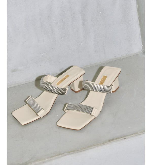 GRISE「《WEB+一部店舗限定》GRISE5cmEDGEメタルストラップミュールサンダル」|サンダル|ベージュ