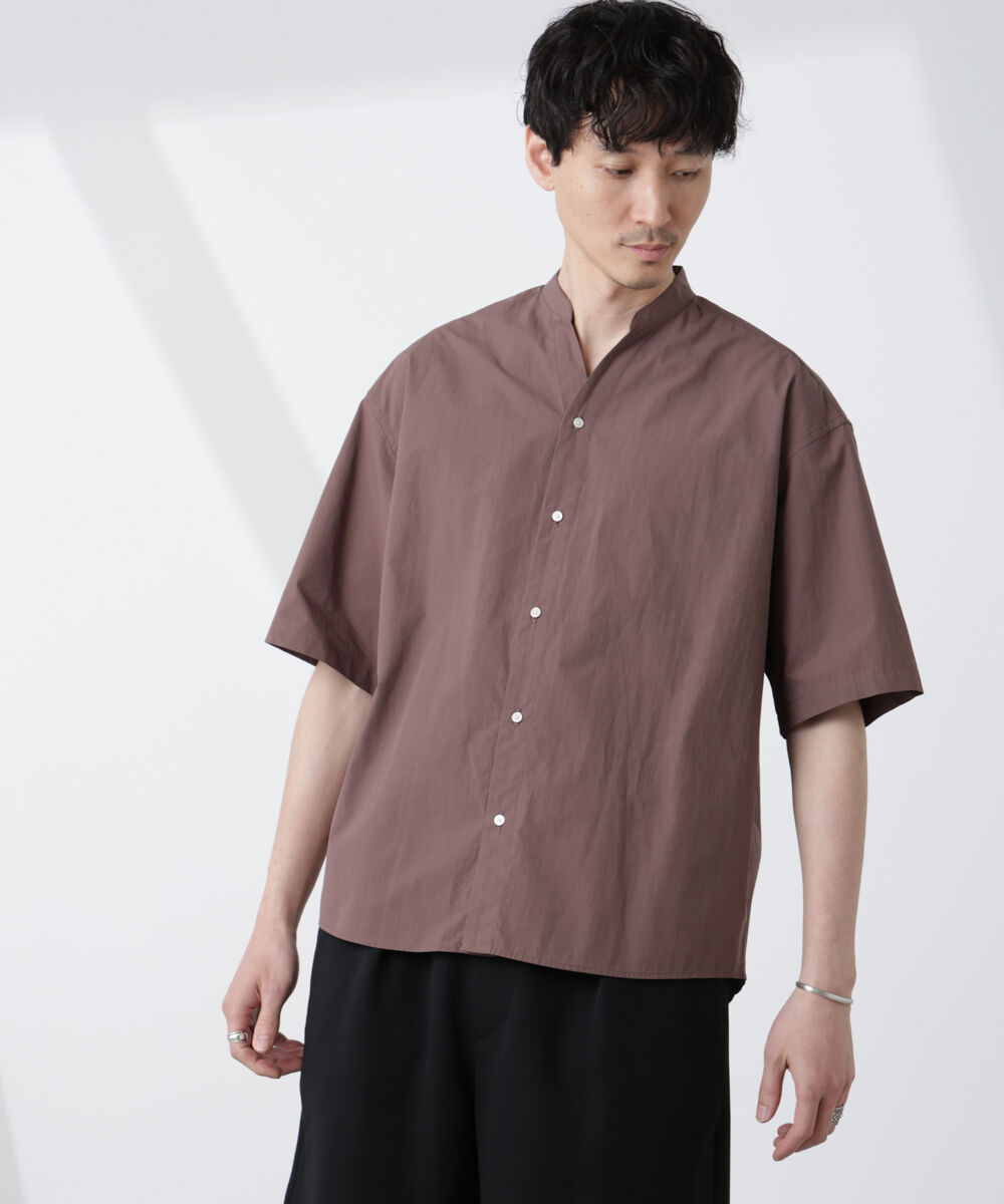 NANO universe「「大人のワイドシャツ」バンドカラー 半袖」|シャツ・ブラウス|