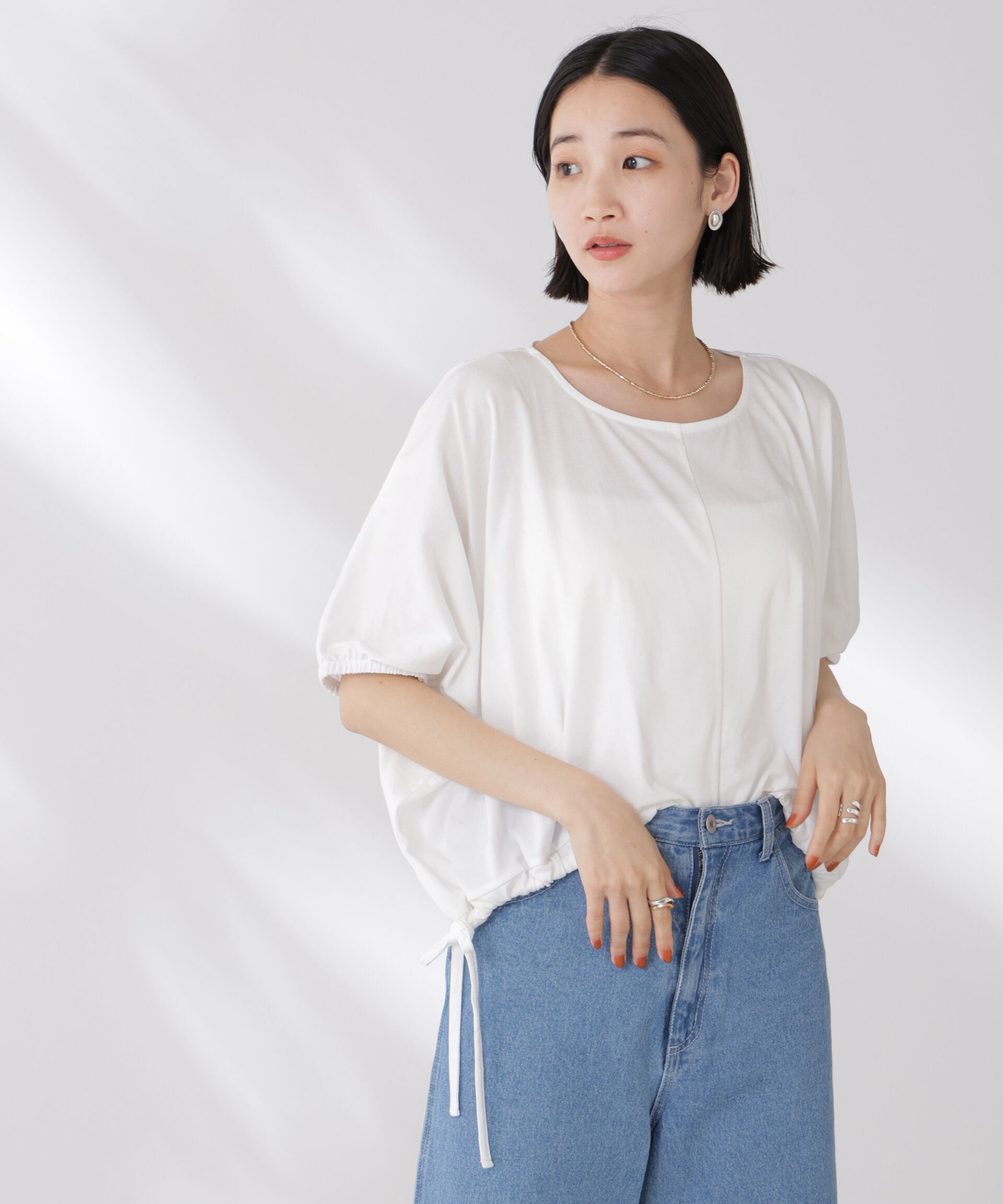 nano･universe「吸水速乾抗菌防臭クロップドドロストトップス」|Tシャツ・カットソー|