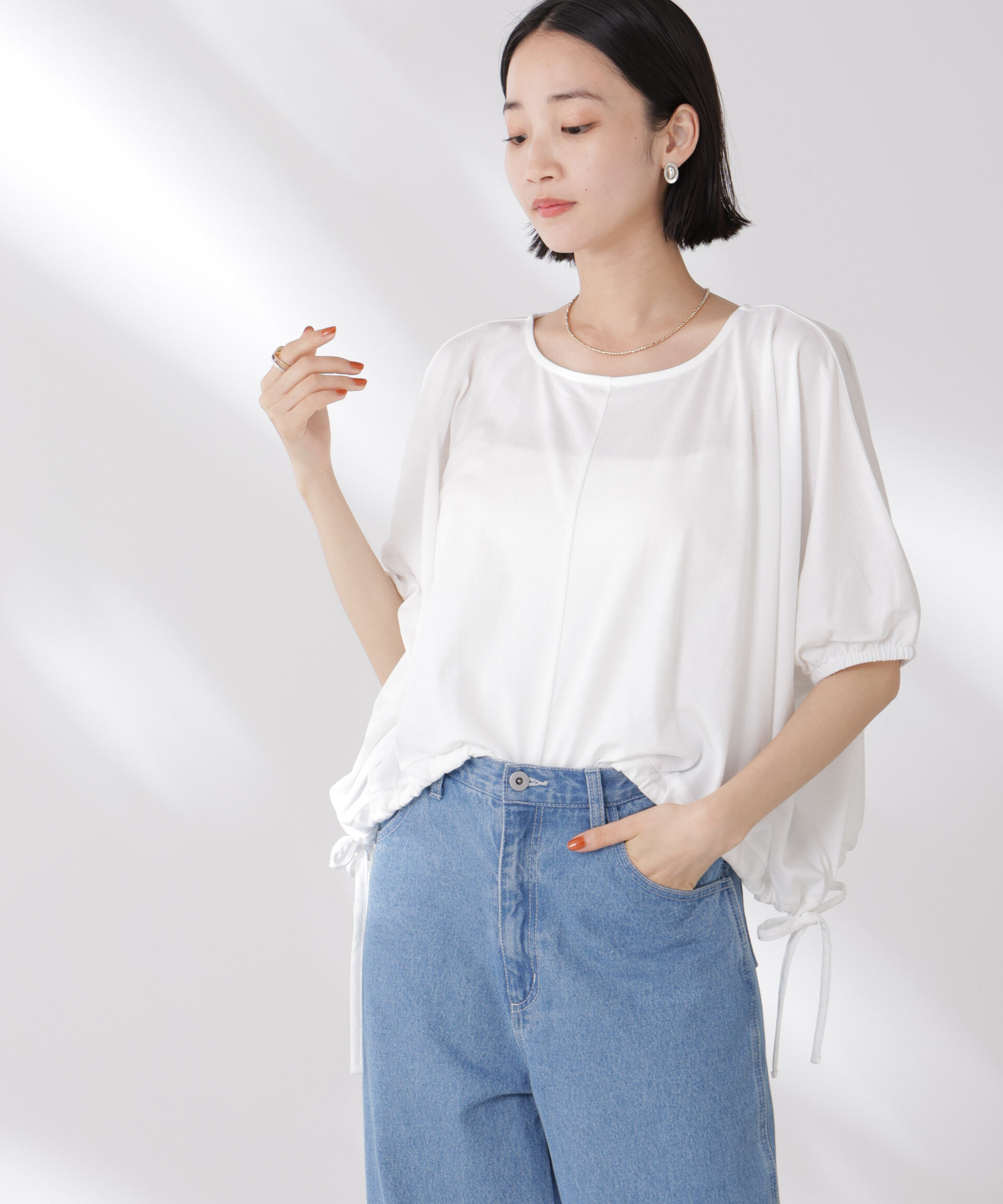 nano･universe「吸水速乾抗菌防臭クロップドドロストトップス」|Tシャツ・カットソー|