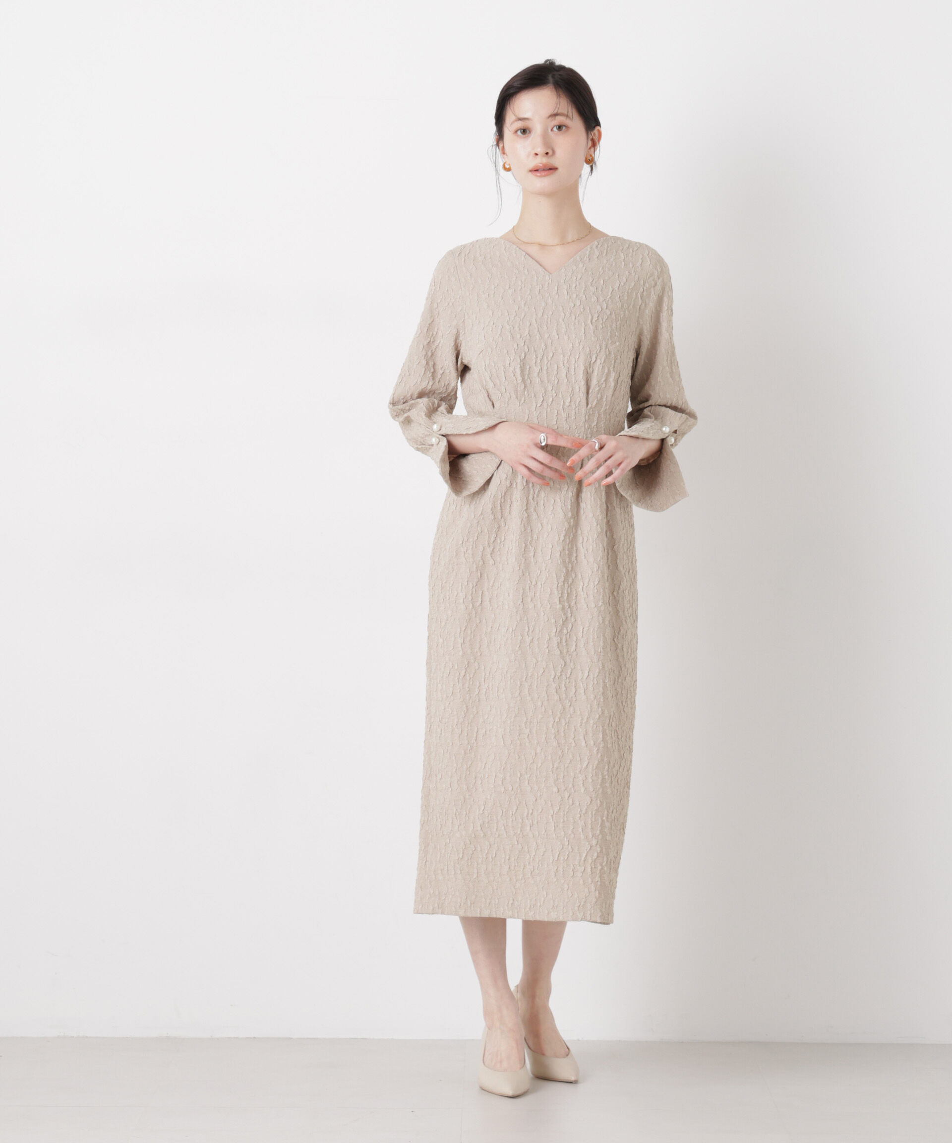NANO universe「troisieme chaco/別注 PUFFY JACQUARD ワンピース」|ワンピース|