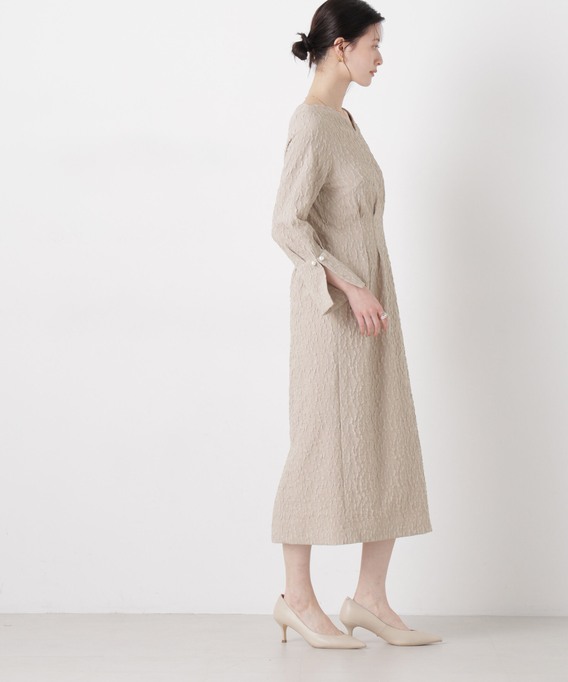 NANO universe「troisieme chaco/別注 PUFFY JACQUARD ワンピース」|ワンピース|
