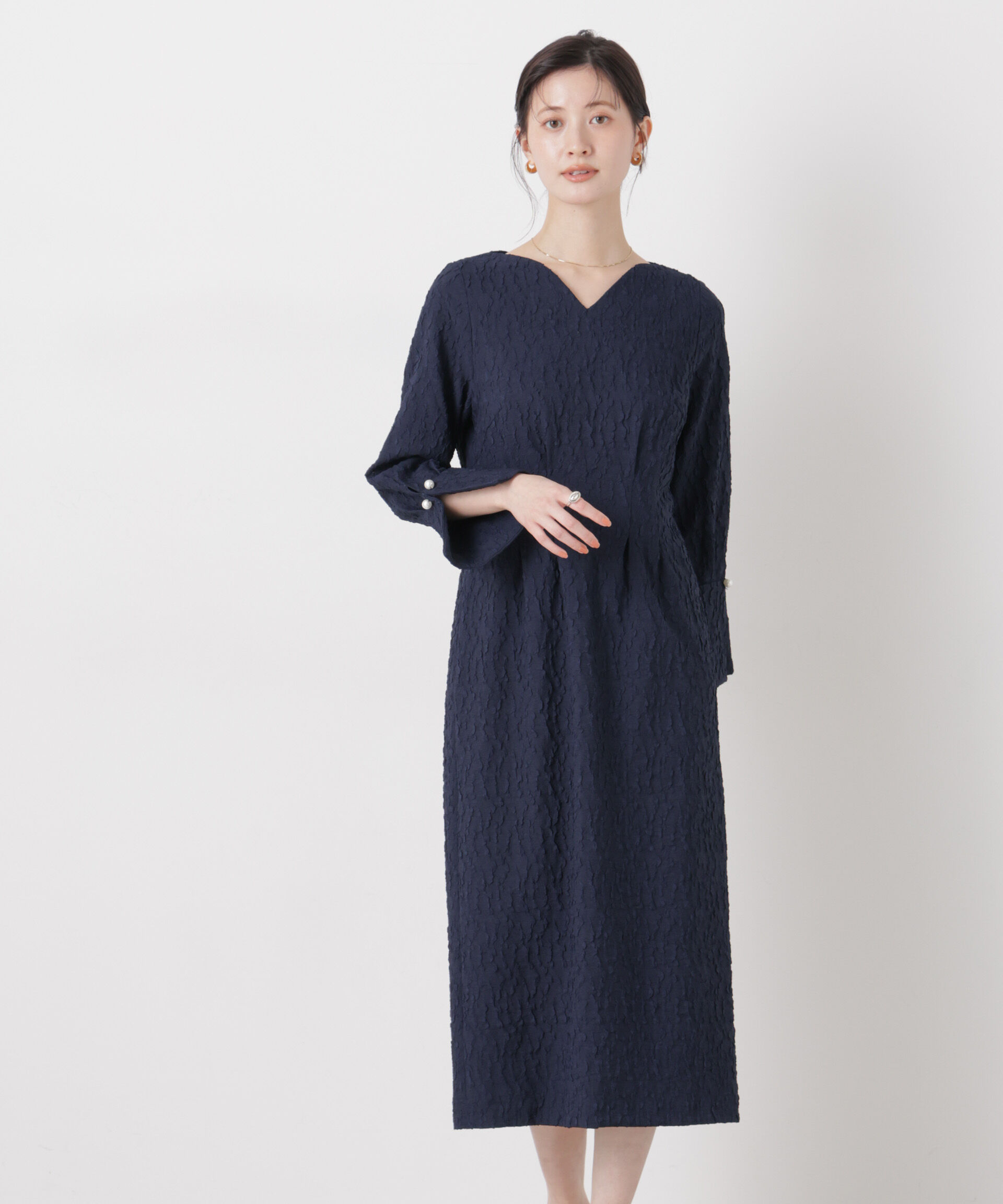 NANO universe「troisieme chaco/別注 PUFFY JACQUARD ワンピース」|ワンピース|