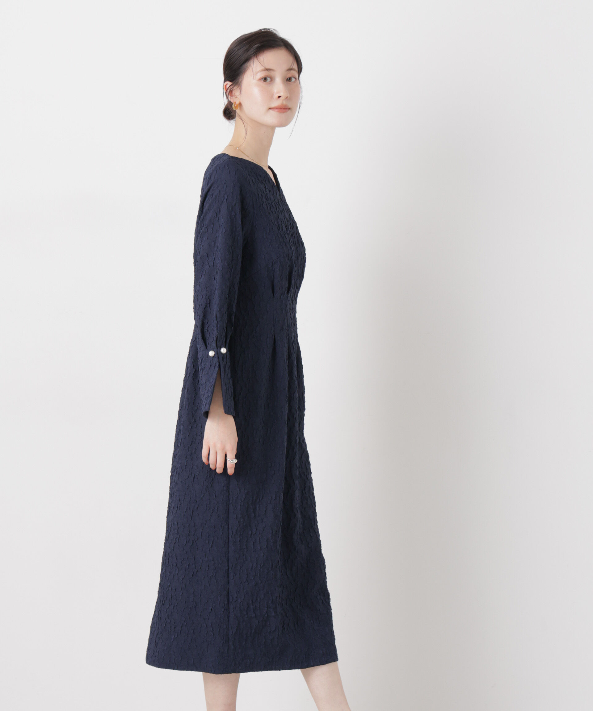 NANO universe「troisieme chaco/別注 PUFFY JACQUARD ワンピース」|ワンピース|