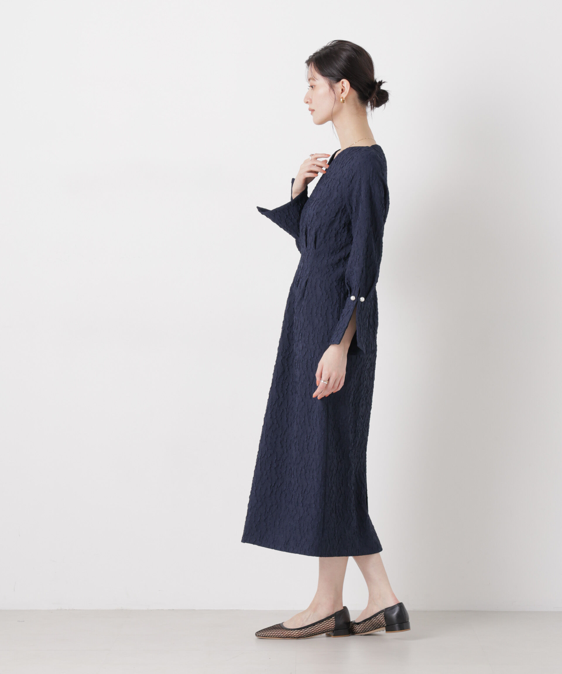 NANO universe「troisieme chaco/別注 PUFFY JACQUARD ワンピース」|ワンピース|