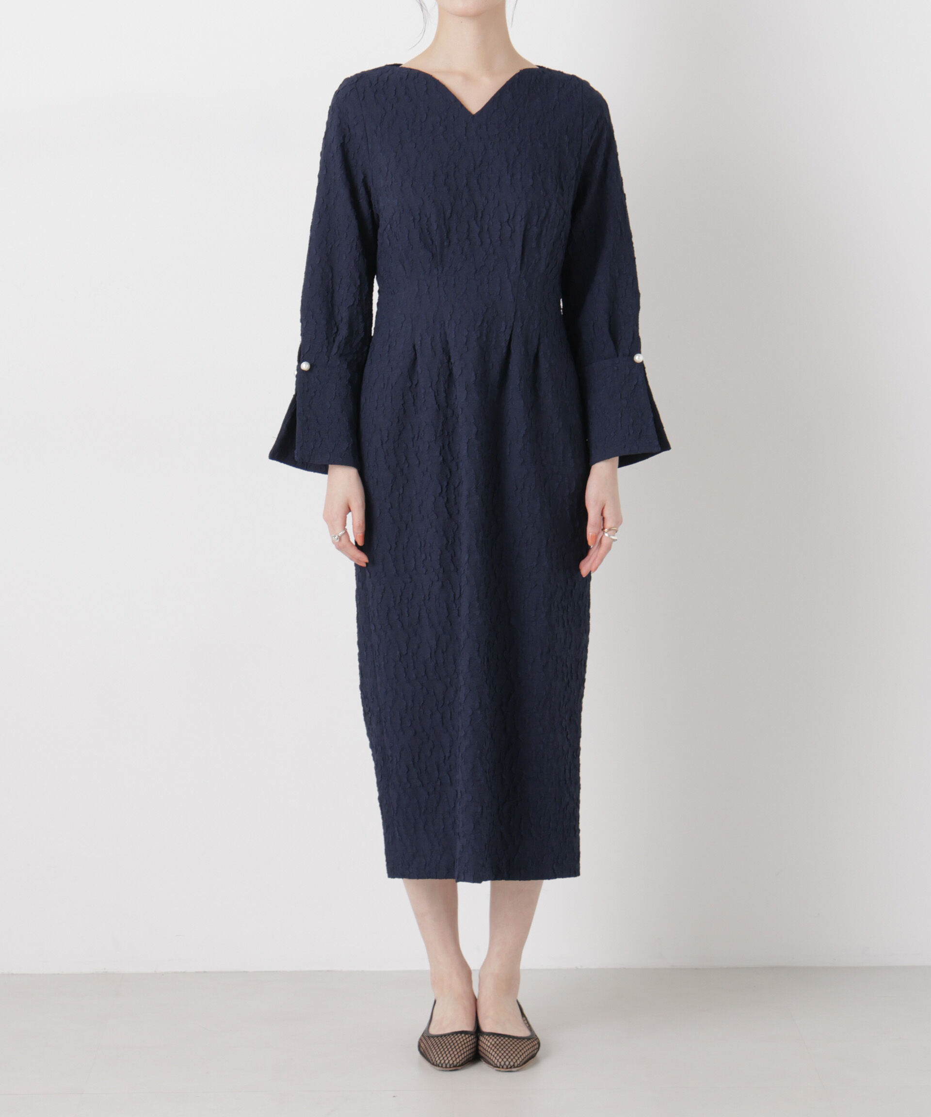 NANO universe「troisieme chaco/別注 PUFFY JACQUARD ワンピース」|ワンピース|