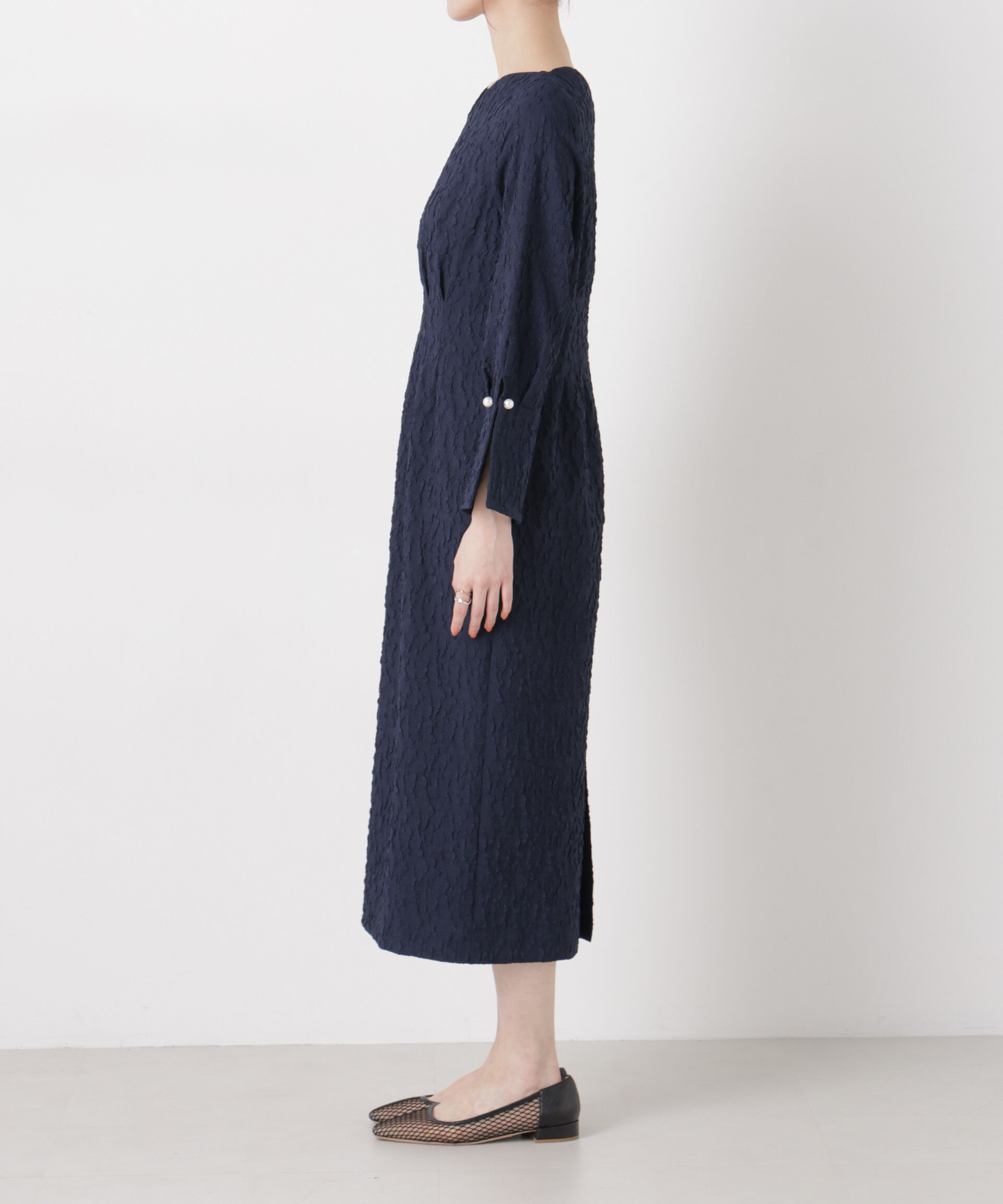 NANO universe「troisieme chaco/別注 PUFFY JACQUARD ワンピース」|ワンピース|