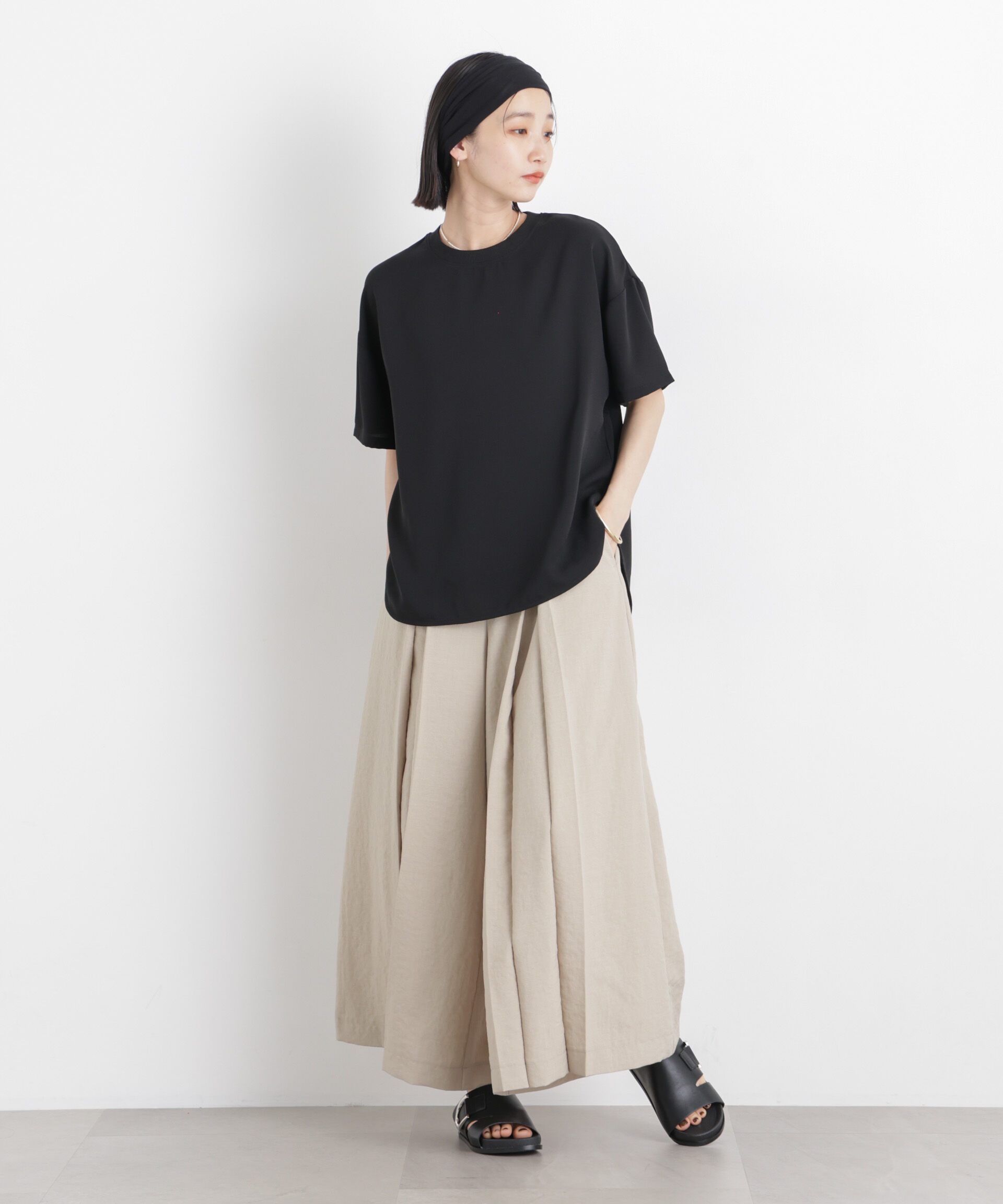 NANO universe「カットジョーゼットラウンドヘムTブラウス」|Tシャツ・カットソー|