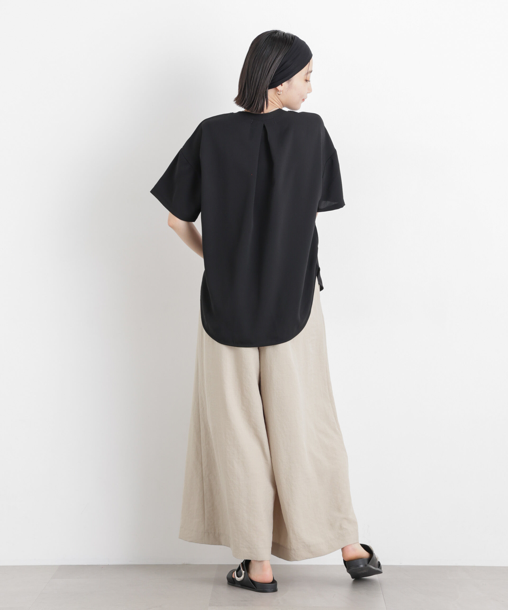 NANO universe「カットジョーゼットラウンドヘムTブラウス」|Tシャツ・カットソー|