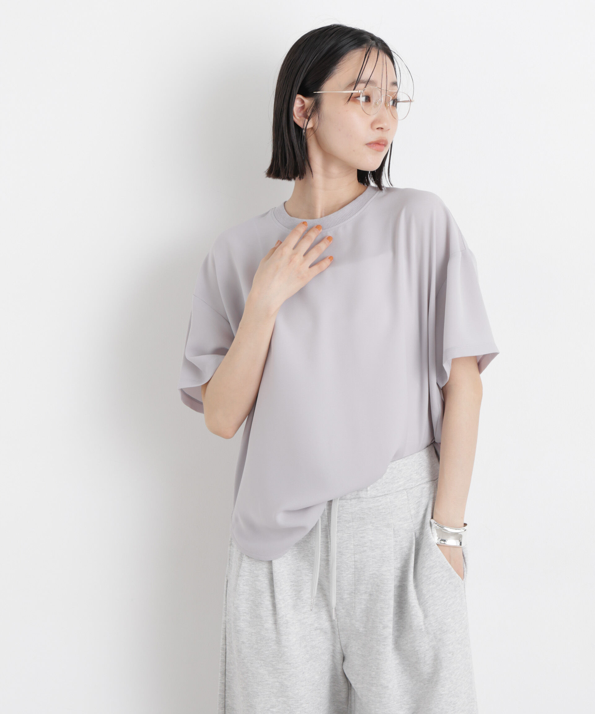 NANO universe「カットジョーゼットラウンドヘムTブラウス」|Tシャツ・カットソー|