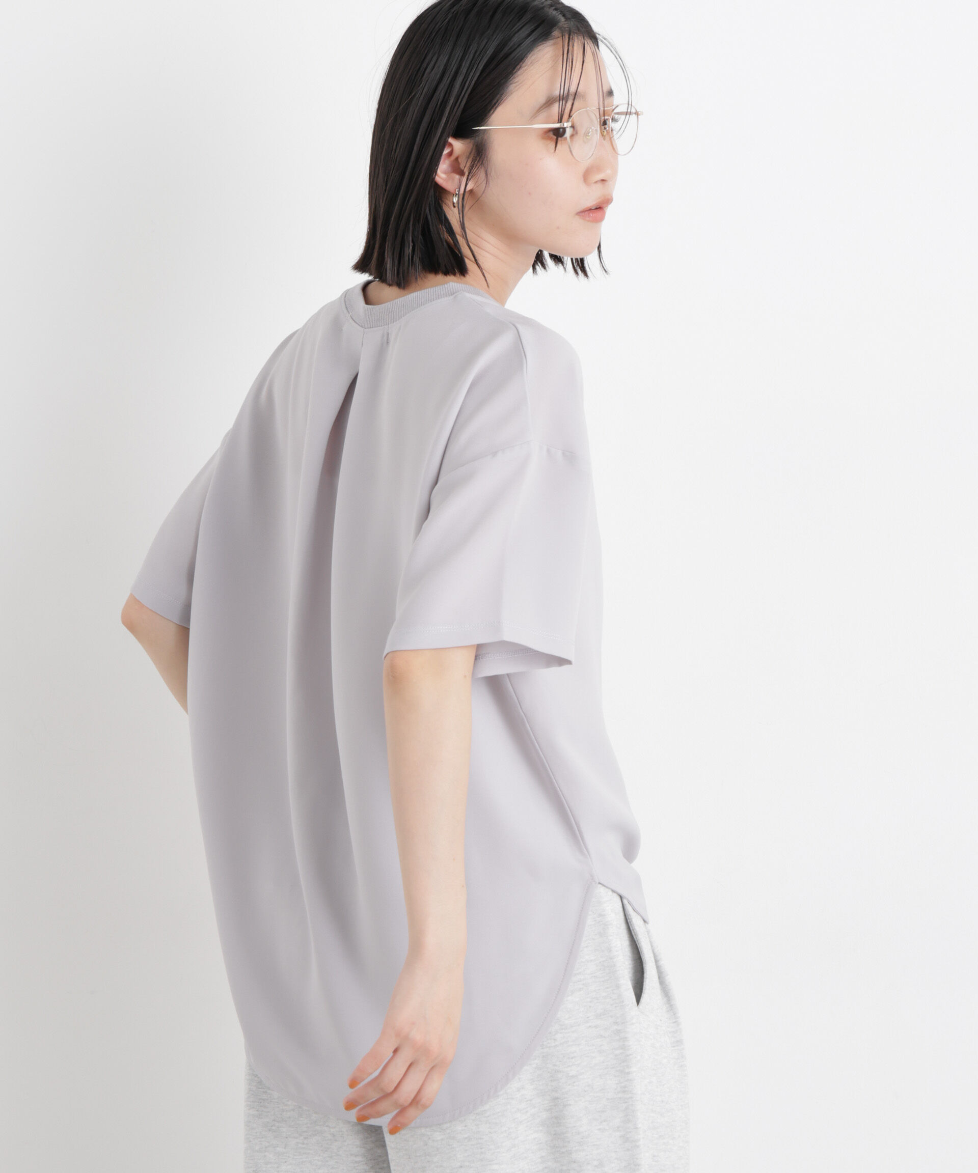 NANO universe「カットジョーゼットラウンドヘムTブラウス」|Tシャツ・カットソー|