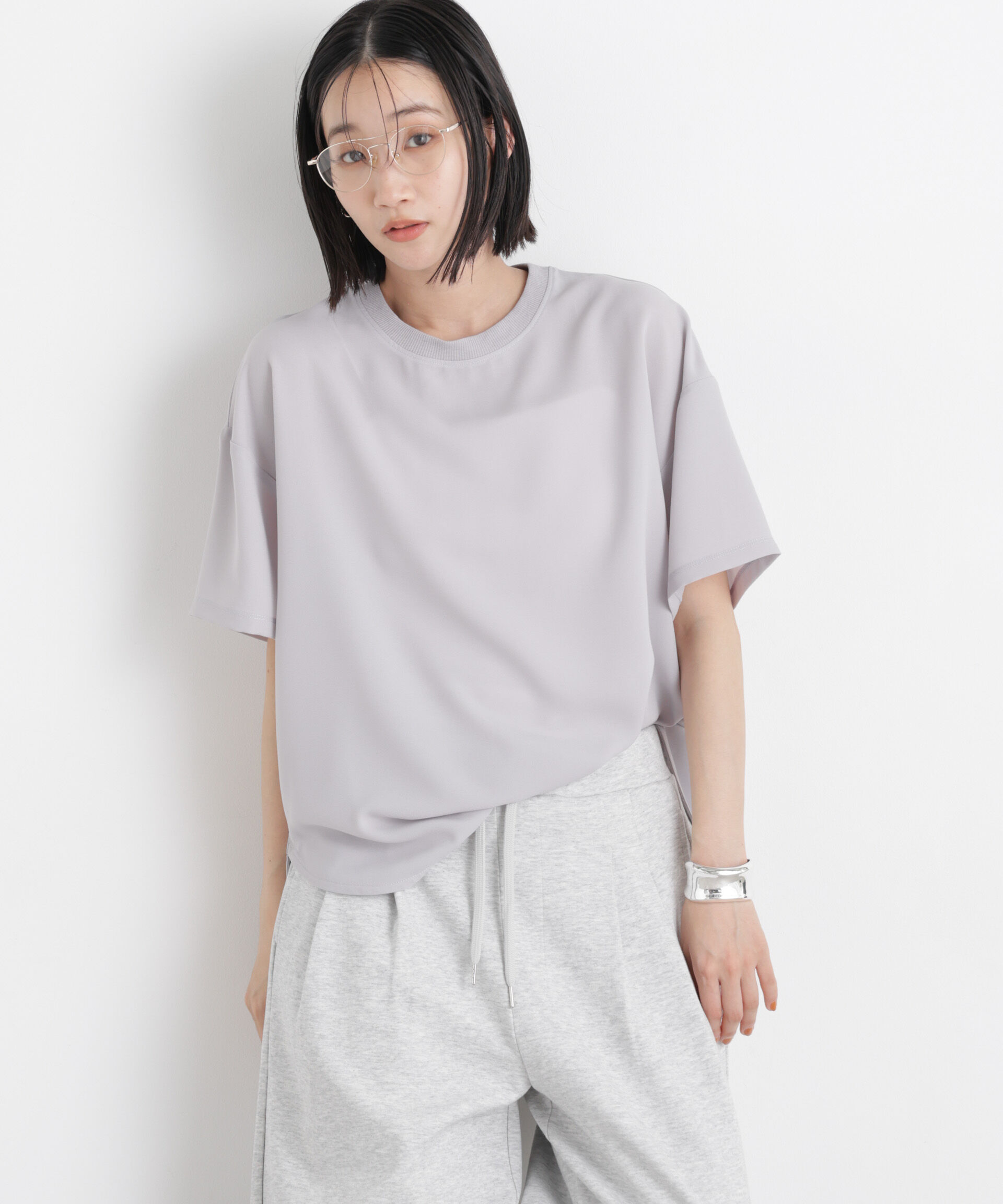 NANO universe「カットジョーゼットラウンドヘムTブラウス」|Tシャツ・カットソー|