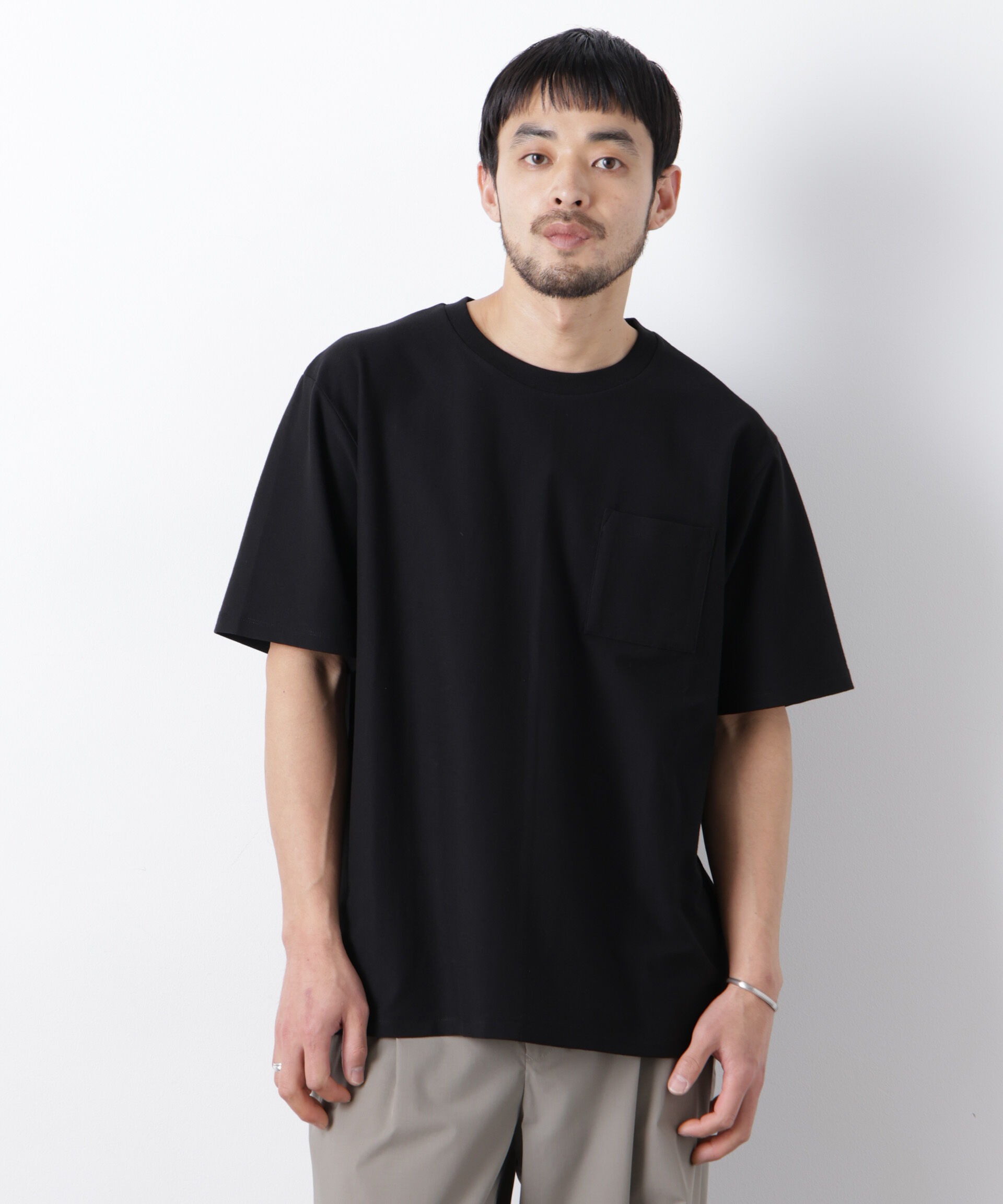 NANO universe「｢Meaningful Continuity｣coveross(R) ﾂｲﾙ調 冷感ﾌﾟﾚｰﾃｨﾝｸﾞ天竺 ﾎﾟ  」|Tシャツ・カットソー|