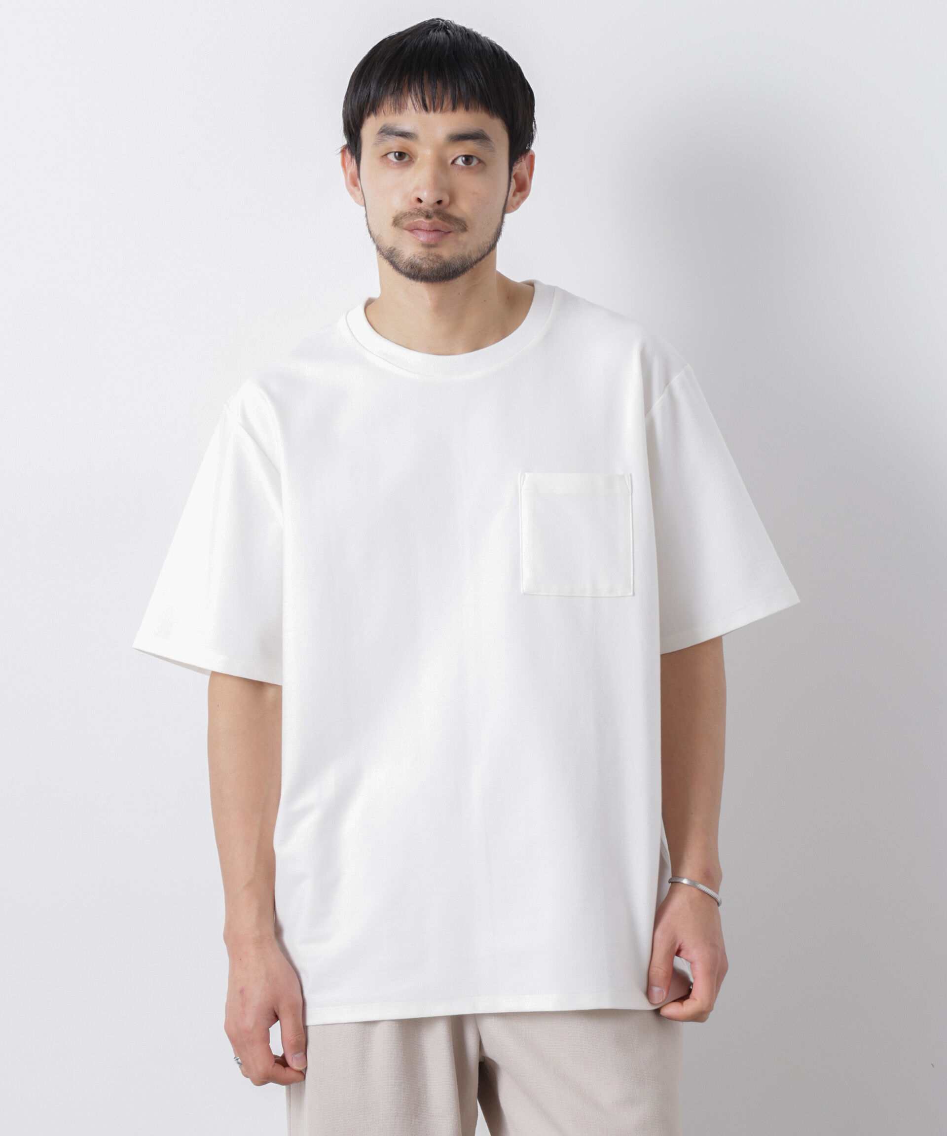 NANO universe「｢Meaningful Continuity｣coveross(R) ﾂｲﾙ調 冷感ﾌﾟﾚｰﾃｨﾝｸﾞ天竺 ﾎﾟ  」|Tシャツ・カットソー|