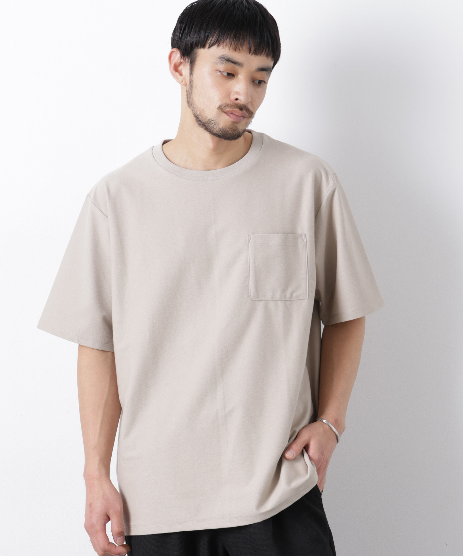NANO universe「｢Meaningful Continuity｣coveross(R) ﾂｲﾙ調 冷感ﾌﾟﾚｰﾃｨﾝｸﾞ天竺 ﾎﾟ  」|Tシャツ・カットソー|