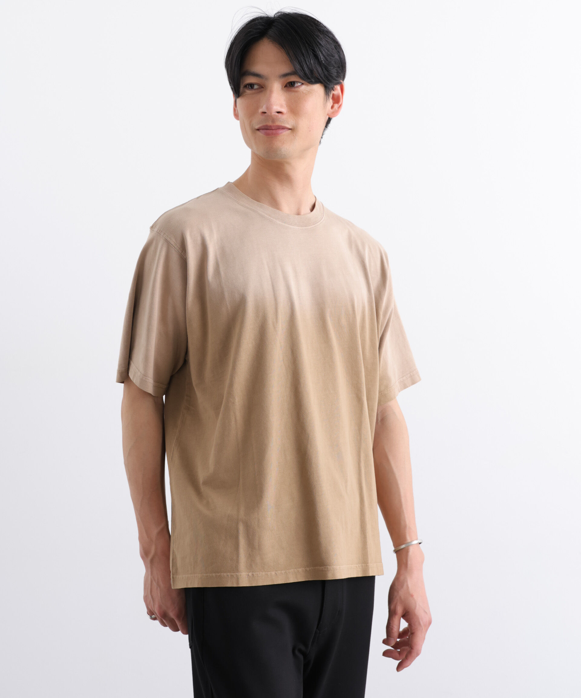 nano･universe「NORMANBROS別注 フェード加工Tシャツ 半袖」|Tシャツ・カットソー|ベージュ
