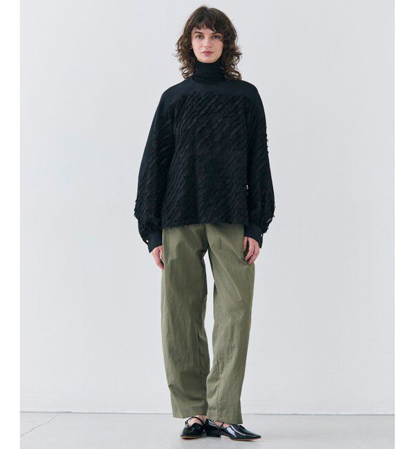BEIGE,「【洗える】BANKSIA / ニットコンビカットジャカードブラウス」|シャツ・ブラウス|