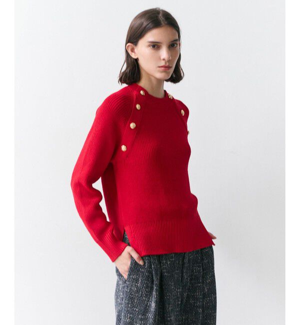 BEIGE,「【GISELe掲載】HELIODOR / スポンディッシュマリンボタンニット」|ニット・セーター|Red