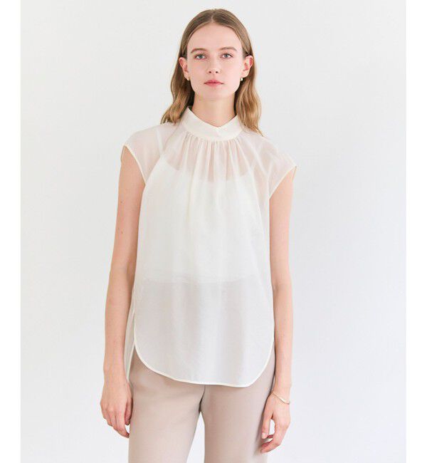 BEIGE,「【eclat掲載】SERAPHIN / ライトシアー ハイネックブラウス」|シャツ・ブラウス|Ecru