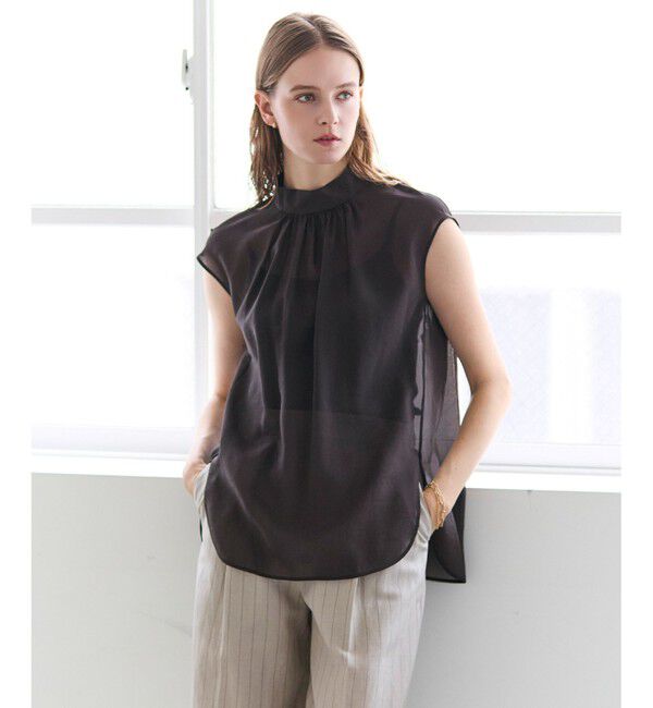 BEIGE,「【eclat掲載】SERAPHIN / ライトシアー ハイネックブラウス」|シャツ・ブラウス|Bordeaux