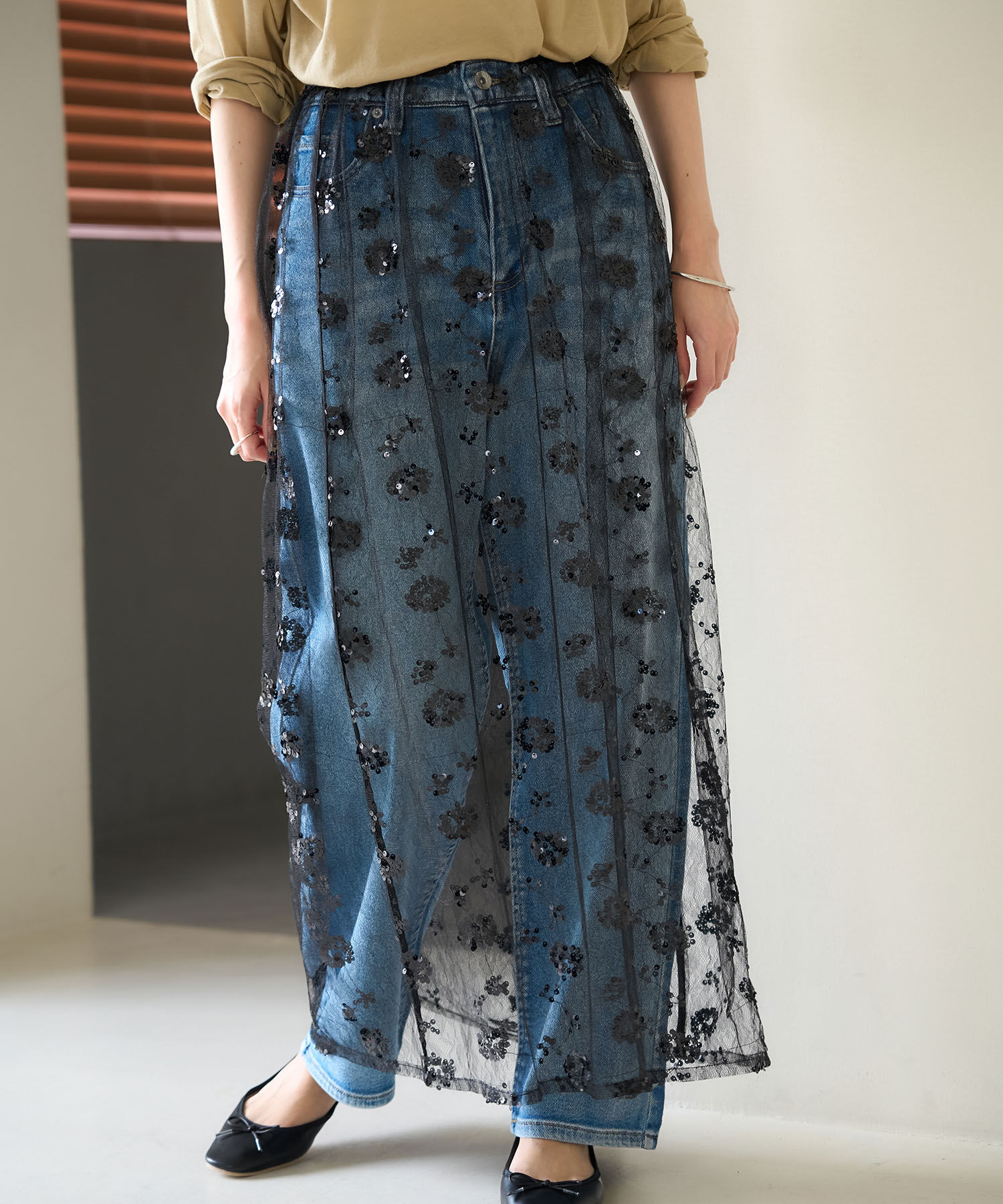 Rope&rsquo;Picnic「スパンコール刺繍レーススカート」|スカート|